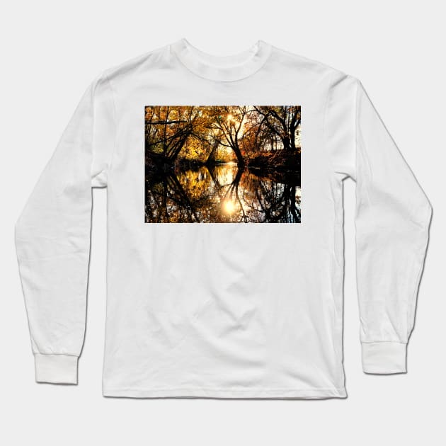 Stunning Evening Fall Water Reflections Long Sleeve T-Shirt by Zen Goat 